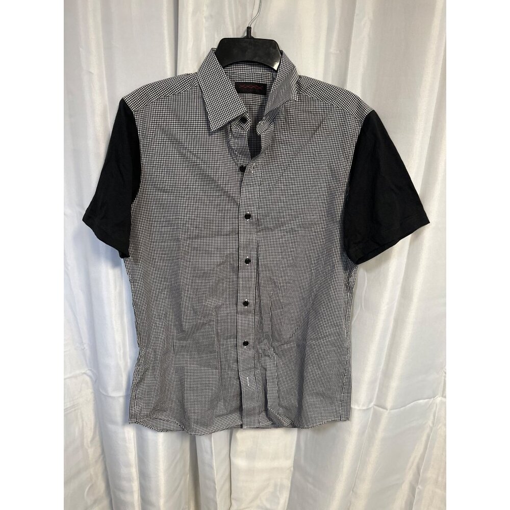 Stitched Un-TuXXXXed Black Mini Gingham Small Short Sleeve